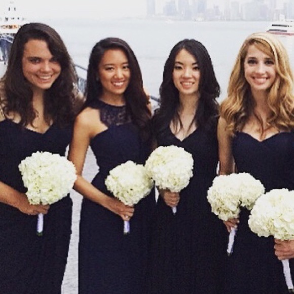 Navy Lace Top Maxi Gown