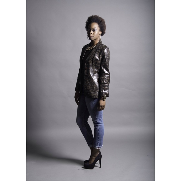 Snake print leather blazer