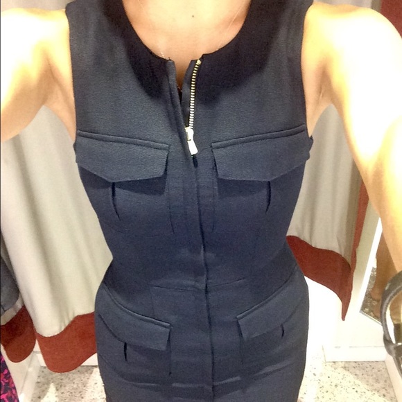 Navy Zip Dress with Pockets
