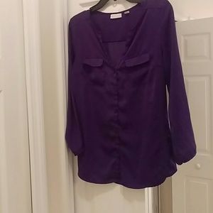 Plum silk like blouse - size small