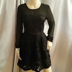 Black Embroidered Cocktail Dress. NWT