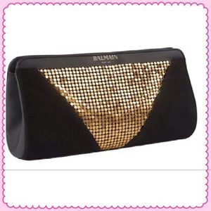 🆕 NWOT BALMAIN VELVET & MESH CLUTCH
