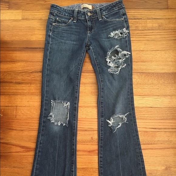 Paige premium destroyed boot cut jeans size 25