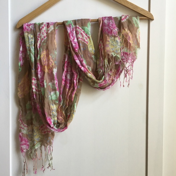 Pink floral scarf
