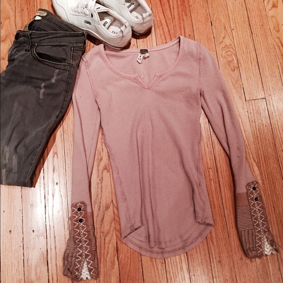 Free People long sleeve thermal and henleys top