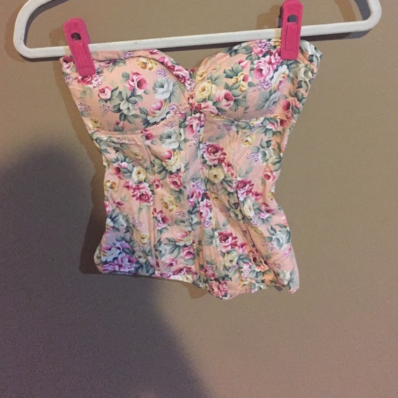 Floral strapless corset top