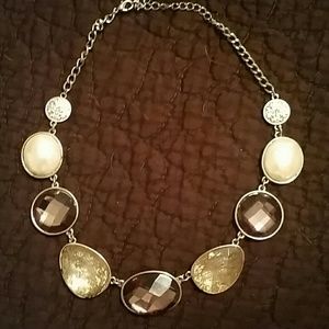 Faux Pearls and Gem Necklace