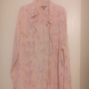 BOHO pastel pink button down blouse