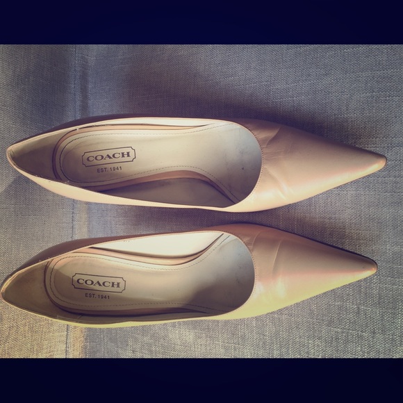 Coach Shoes - Coach "Alison" Nude Leather Mid-Heel Pumps