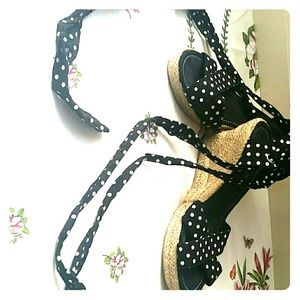 Montego Bay Club Canvas & Jute Wedges with ties