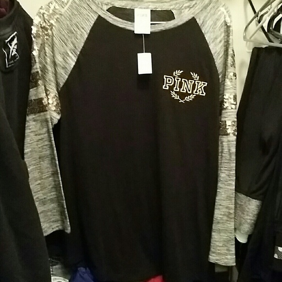 Nwt vs pink sequin tee black grey medium