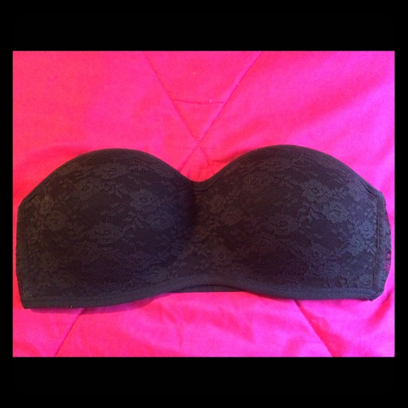PINK black lace strapless bandeau