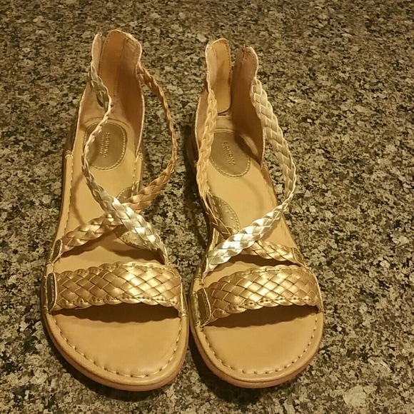 ??FINAL-Gold and silver braided sandles.