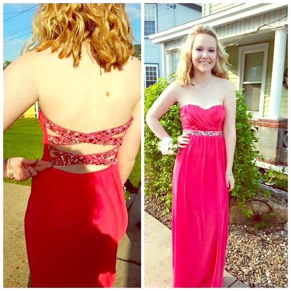 Coral Full Length Prom Dress
