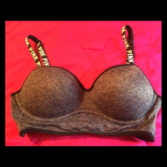 PINK grey black and white strap bra