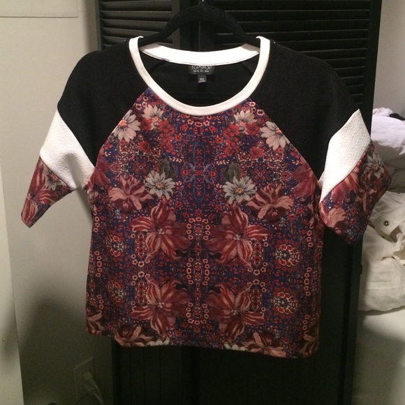 Topshop short sleeved color block top