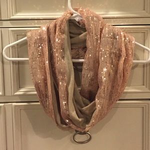 Charming Charlie light pink glitter scarf.
