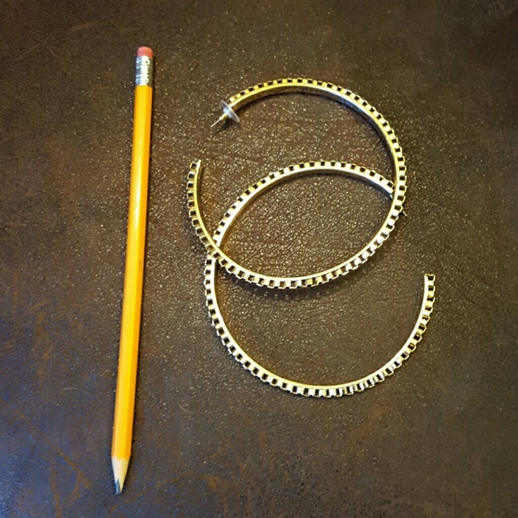 Big gold railroad track hoop earrings