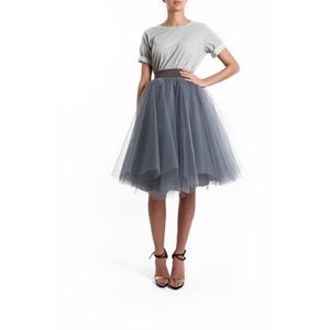 Long Charcoal Tulle Skirt