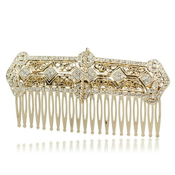 Bridal crystal hair comb wedding diamond gold luxu