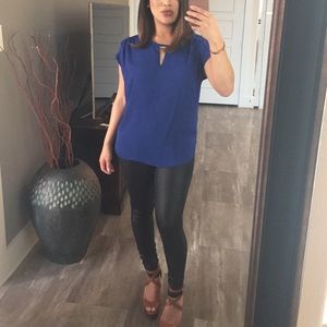 Royal blue key hole top