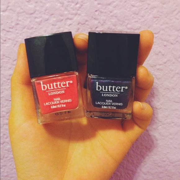 Neon Pink and Shimmery Blue/Green Nail Polish