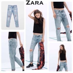 Zara Peg Leg Distressed Denim