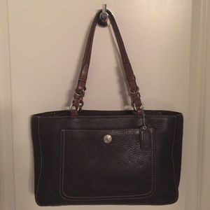 Brown leather Coach tote