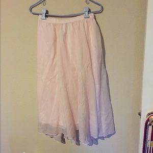 Pink flowy midi skirt