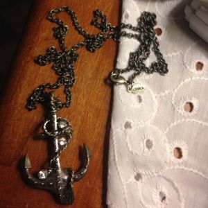 Diamond anchor long necklace