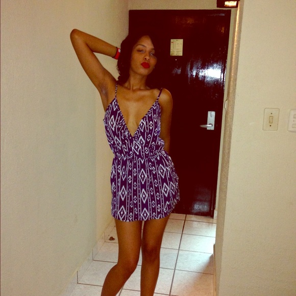 Forever 21 Navy and White Romper