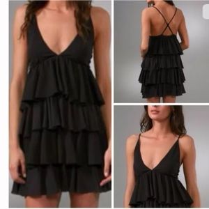 Alice and Olivia black Ruffled Tier Dress