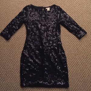 Navy Sequins Mini Dress