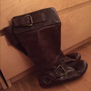 Dark Brown Buckled Slouchy Boots