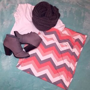 Pink Gray & White Maxi Skirt