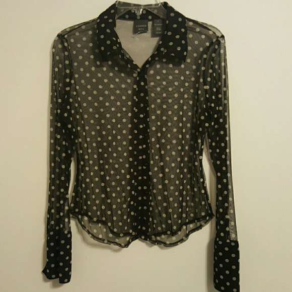 Copper Key Sheer Black and white top - Picture 1 of 3