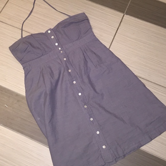 Grey-blue, button detail, J. Crew dress