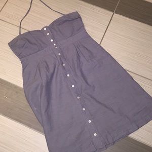 Grey-blue, button detail, J. Crew dress