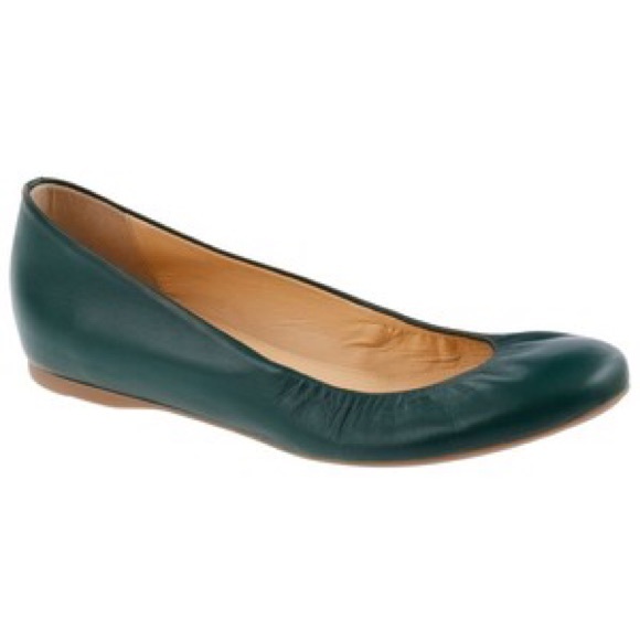 33 off J. Crew Shoes Cece Leather Ballet Flats Boulevard green dark