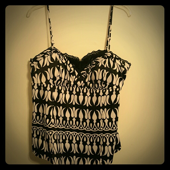 Nicole Miller black and white corset like top