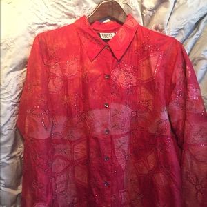 Women's chico's size 3 100% red silk jacket