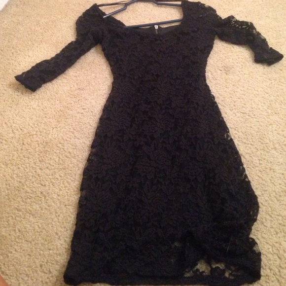 Black tight lace dress