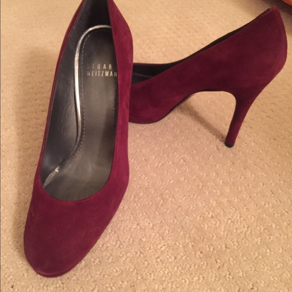 Stuart Weitzman suede burgundy pumps worn once
