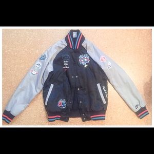 Nike satin bomber letterman style jacket