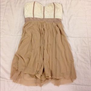 Brown strapless dress