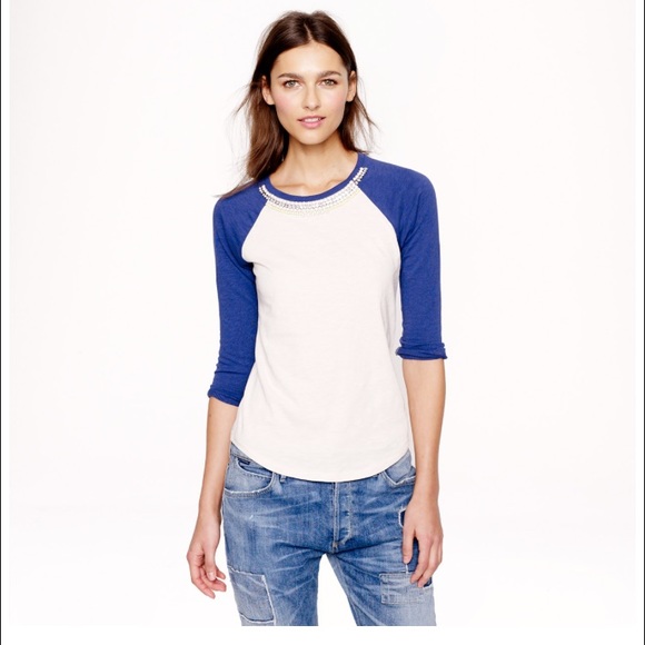 J crew jeweled baseball t shirt