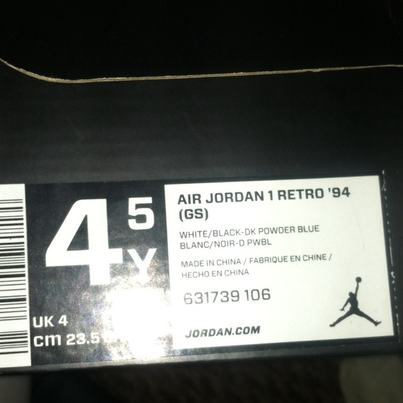 Jordan 1 Retro '94 Gradeschool 4.5 - Picture 3 of 3