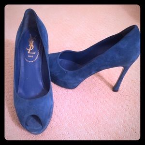 Stunning YSL platform suede pumps
