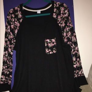 Black shirt w/ floral sleeves