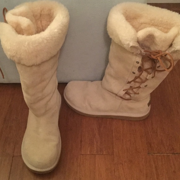 Holiday Cream lace up UGG boots